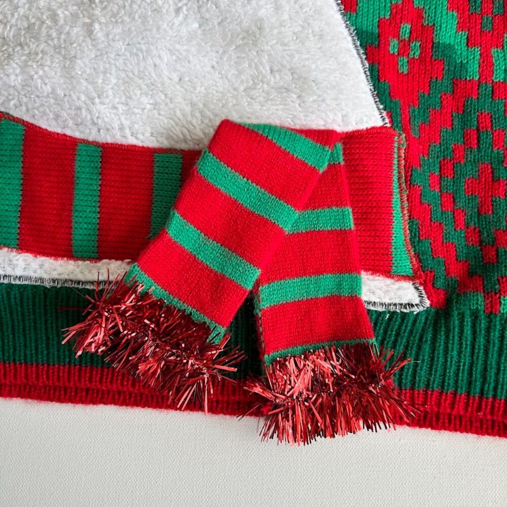 Soft Faux Fur Llama Sunglasses Ugly Christmas Sweater Holiday Red Green Unisex M - Picture 9 of 10